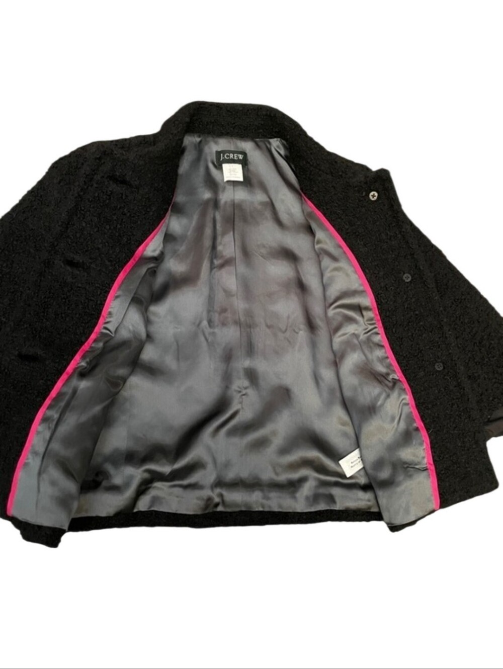 Y2K Black J.Crew Bouclé Wool Blend Jacket 3/4 Sleeve Style #89263 2007 Holliday - Picture 4 of 8